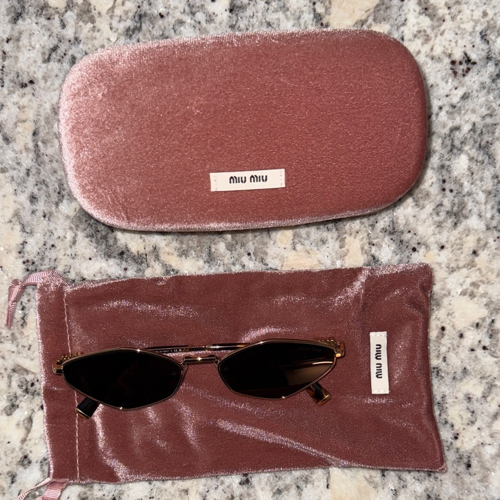 Miu Miu Rose-Tinted Sunglasses with Velvet Case